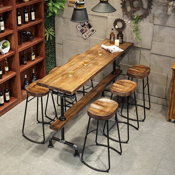 51" Retro Rectangular Bar Table Natural Industrial Pub Table